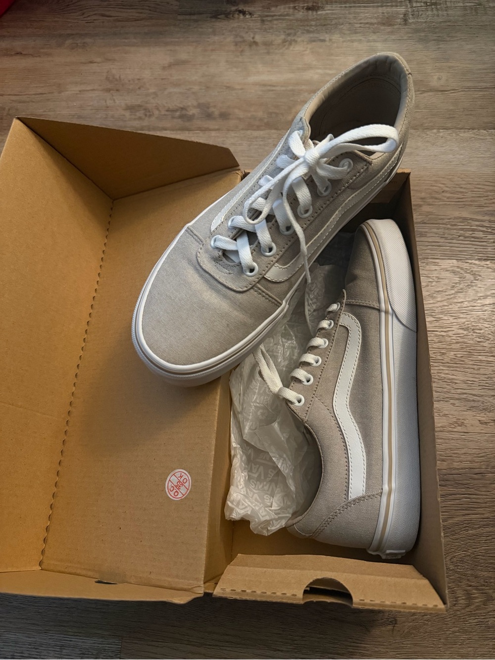 Vans Low-Top Canvas Sneakers in Light Gray and White